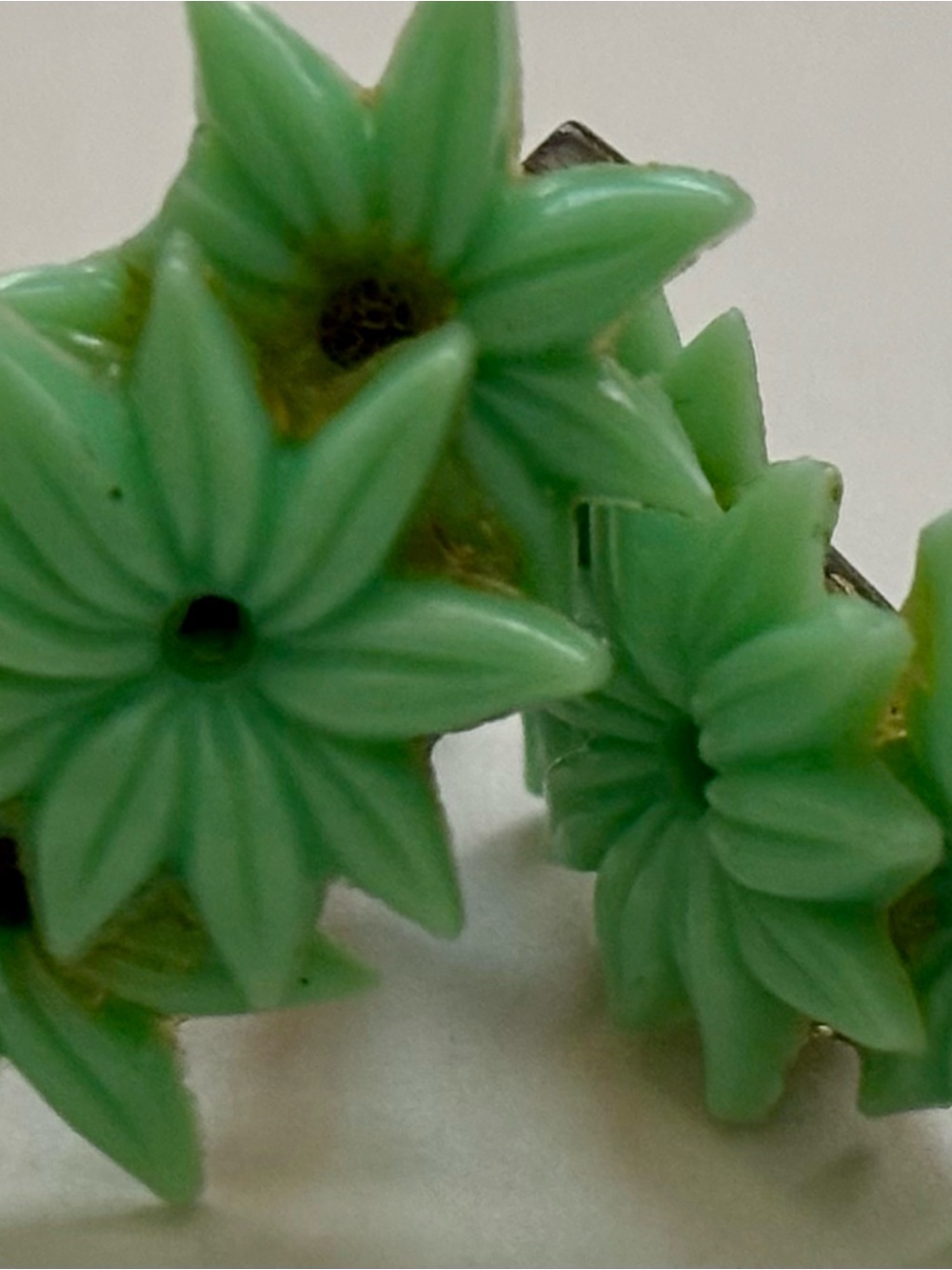 Vintage estate sale Green Floral Cluster Earrings - Unbranded